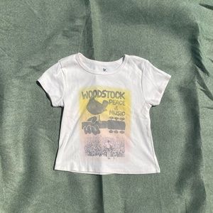 Woodstock peace and music baby tee
